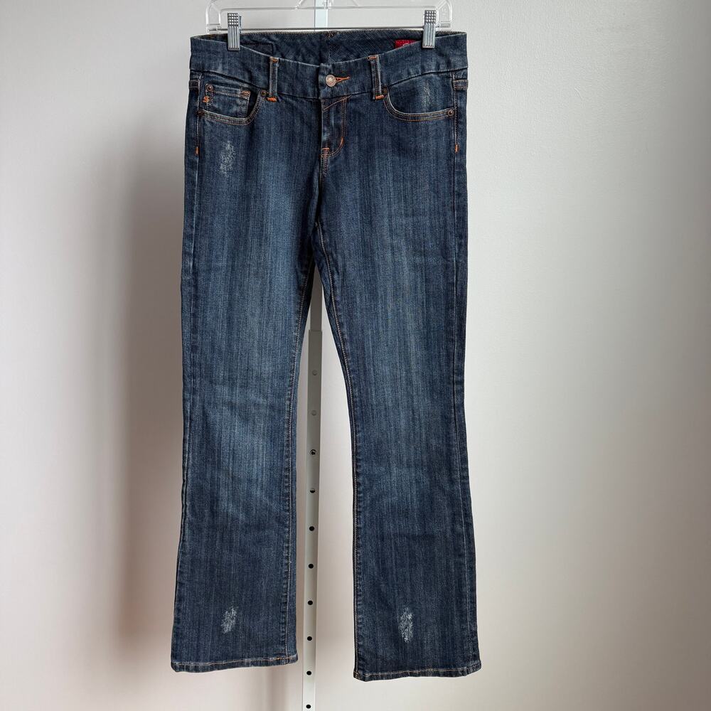 Seven7 Cotton Shabby Y2K Distressed Bootcut Jeans 30 Indigo